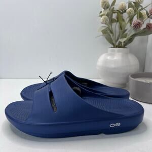 OOFOS OOahh Sport Slide Slip On Blue Women 8/Men 6 NWT Cushion Comfort Shoe